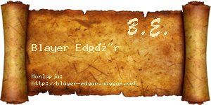 Blayer Edgár névjegykártya
